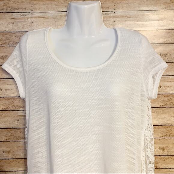 White Flowy Lace Back Top by Almost Famous Y2K - Picture 2 of 8